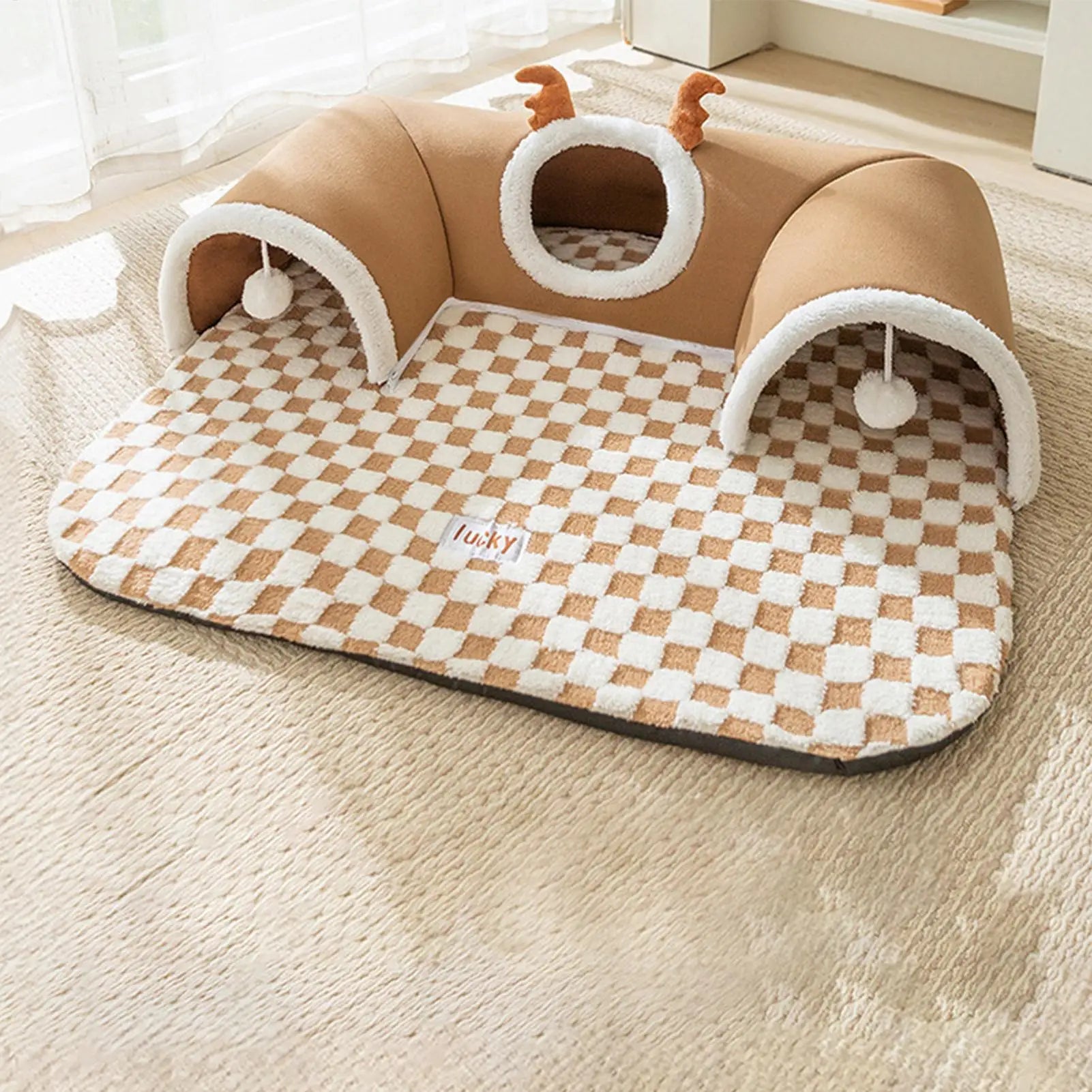 Túnel e Cama de Rena para Gatos