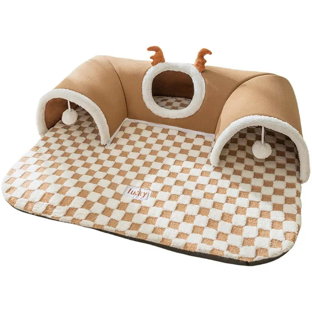 Túnel e Cama de Rena para Gatos