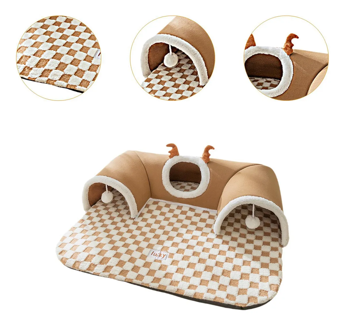 Túnel e Cama de Rena para Gatos